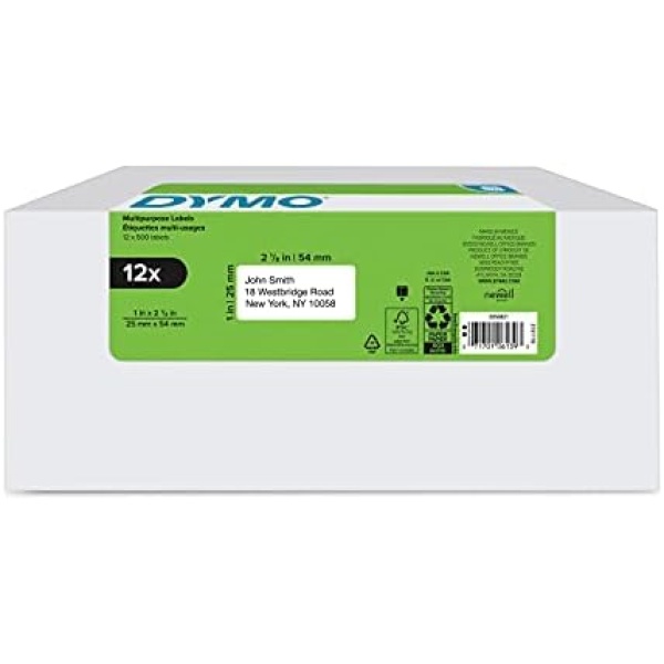 DYMO Authentic LW Multi-Purpose Labels for LabelWriter Label Printers, White
