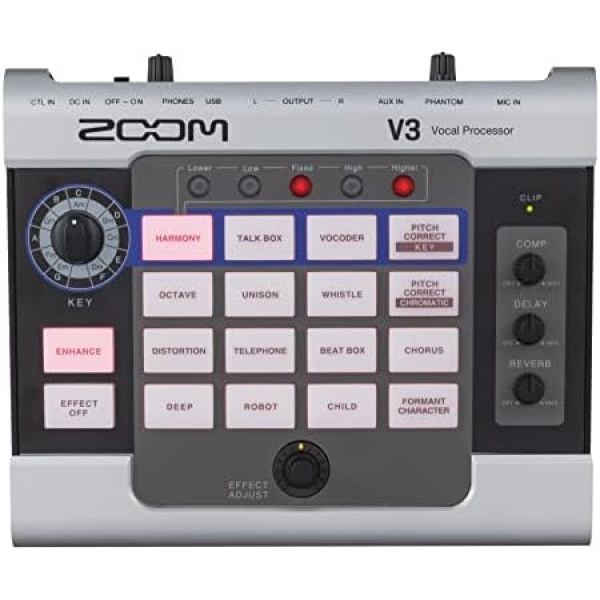 Zoom V3 Vocal Processor, Harmony, Pitch Correction, Reverb, Delay, 16 Studio