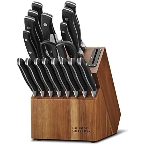 Chicago Cutlery Insignia Triple Rivet Poly (18-PC) Kitchen Knife Block Set