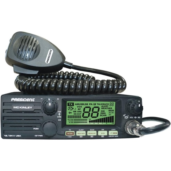 President McKinley AM/SSB CB Radio, 12/24V,40 Channel, NOAA Weather Alerts